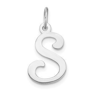 14k White Gold, Sophia Collection, Small Script Initial S Pendant